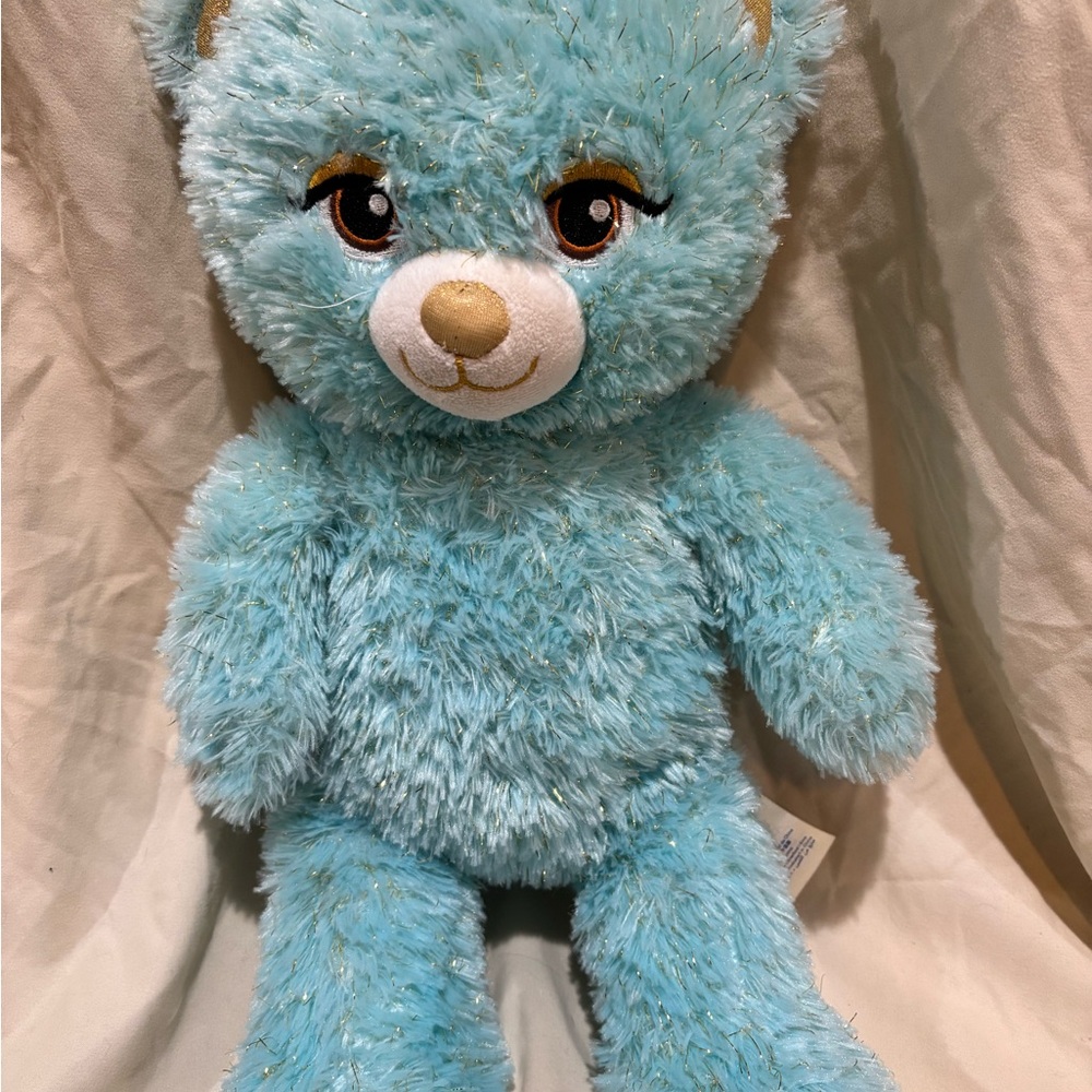 Disney Build a Bear Aladdin Jasmin Light Blue Sparkle Plush Bear